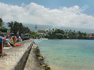 Sea Wall, Kailua-Kona Bay, Big Island, Hawaii 