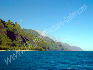 Rugged Na Pali Coast from Ke'e Beach, Kauai, Hawaii