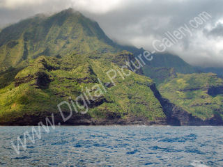 Waiahuakua Valley to Right, Na Pali, Kauai, Hawaii