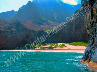 Honopu Beach and Valley, Na Pali Coast, Kauai, Hawaii