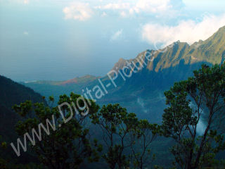 Kalalau Valley from Caldera Rim, Na Pali, Kauai, Hawaii