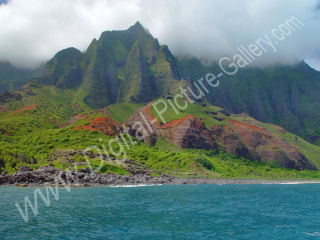 End of Western Ridge Kalalau Valley, Called Cathedrals, Na Pali, Kauai, Hawaii