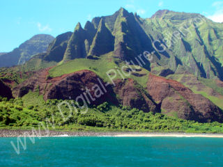 End of Western Ridge Kalalau Valley and Beach, Na Pali, Kauai, Hawaii