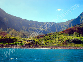 Central Kalalau Valley Viewed from Sea, Na Pali, Kauai, Hawaii