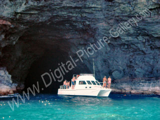 Waiahuakua Sea Cave and Falls, Na Pali Coast, Kauai, Hawaii