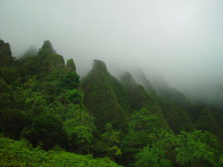Cloud Covered Koolau Mountains, Kaneohe, Windward Oahu, Hawaii