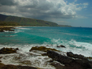 Waves at Ulehawa Beach Park in Nanakule of Waianae Coast, Oahu